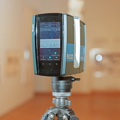 A light detection and ranging scanner to capture panoramic, high color resolution 3D imaging.
